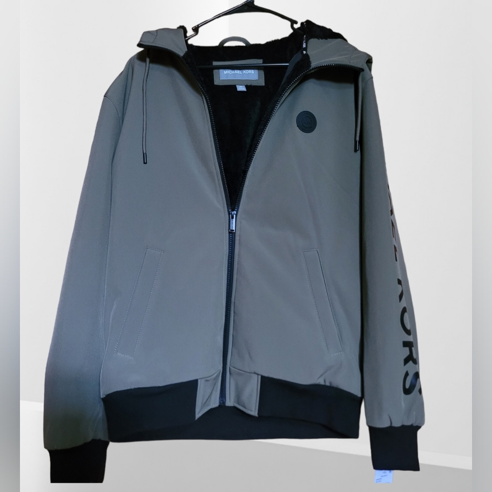 Michael Kors Men's full zip hooded jacket style.